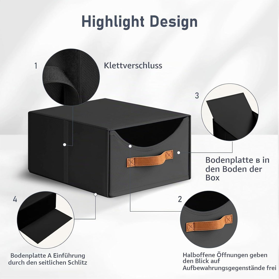 DIMJ Schubladen Ordnungssystem Schubladenboxen - 4 Stück Aufbewahrungsbox Faltboxen Organizer Schubl