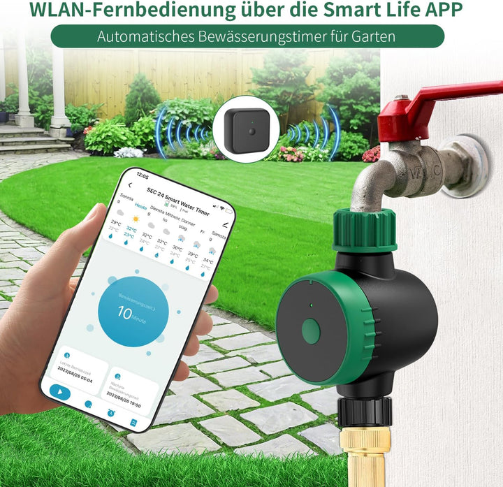 Bewässerungscomputer WLAN, Bewässerungsuhr Smart mit Wi-Fi Hub und APP Fernsteuerung,Automatischer B