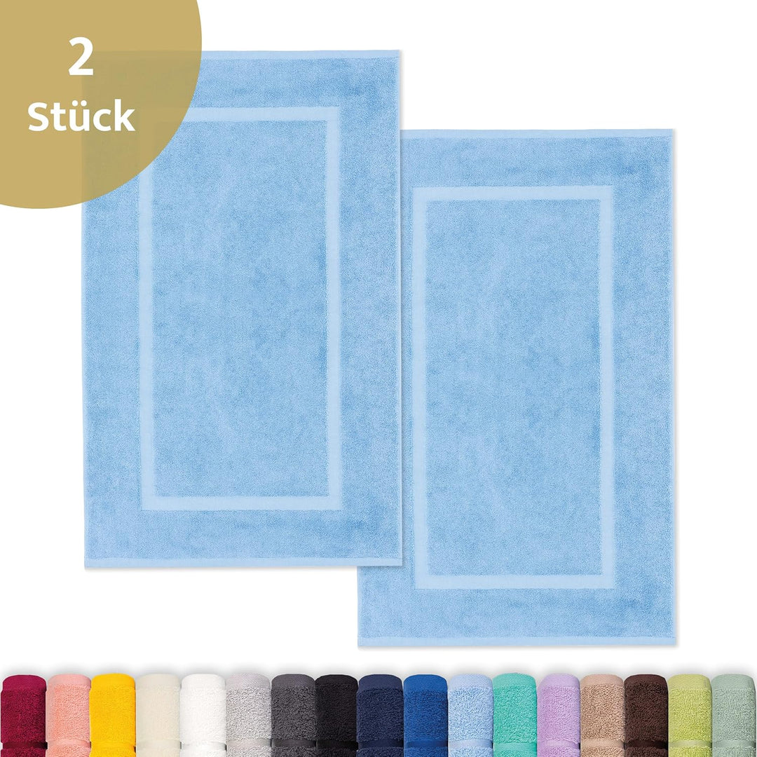 Lavea 2er Set Badematte 50x80cm, Frottierserie Elena, Delphinblau 2 x 50 x 80 cm Delphinblau, 2 x 50