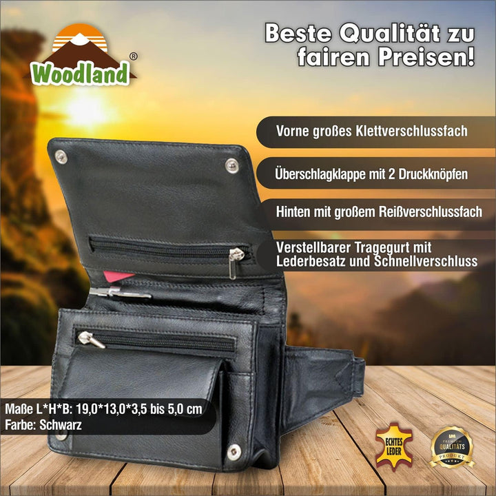 Kompakte Bauchtasche von Rimbaldi Slim-Modell Weiches Rind-Nappaleder Schwarz