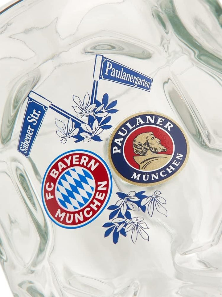 FC Bayern München Halbe Masskrug - Logo - 0,5 l Glas Bierkrug Seidel FCB