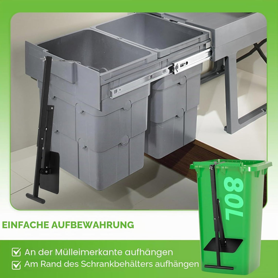 NEWTRY Mini Müllverdichter Handmüllpresse für 60L bis 100L Mülltonnen, kompaktes Design ideal für Ha