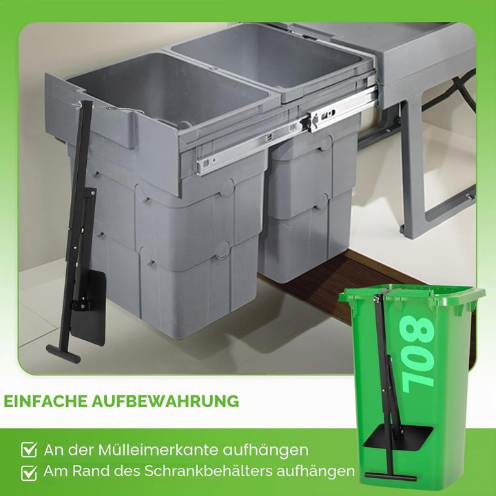 NEWTRY Mini Müllverdichter Handmüllpresse für 60L bis 100L Mülltonnen, kompaktes Design ideal für Ha