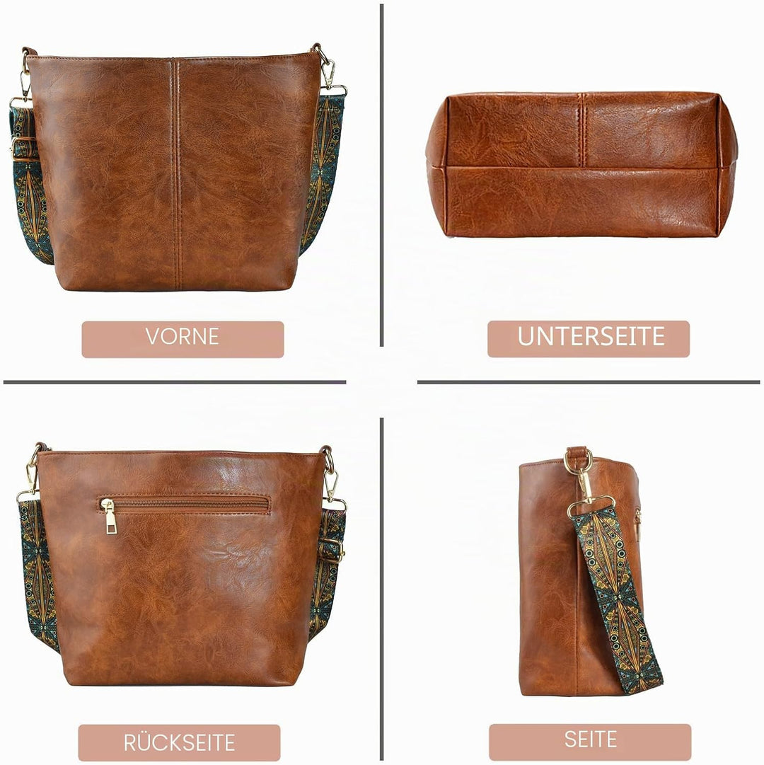 Huwzder Hobo Bags Veganes Leder Crossbody Tasche Gitarrengurt Schultergeldbörsen mit Reissverschluss