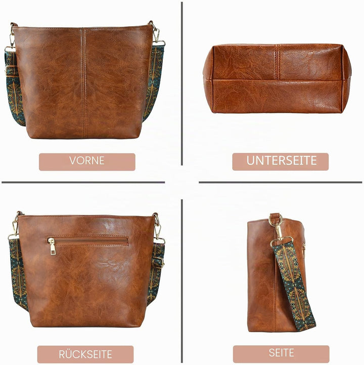 Huwzder Hobo Bags Veganes Leder Crossbody Tasche Gitarrengurt Schultergeldbörsen mit Reissverschluss