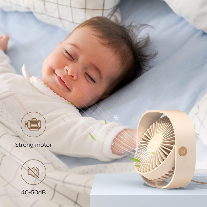 EasyAcc USB Ventilator, Mini Ventilator, Leise USB Tischventilator mit 2 Jahre Garantie, Starker Exq