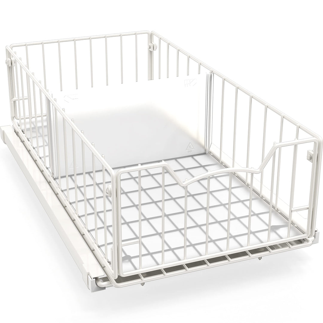 Simple Houseware Ausziehbarer Schrank-Schiebekorb, Weiss Weiss/Opulenter Garten, Weiss/Opulenter Gar
