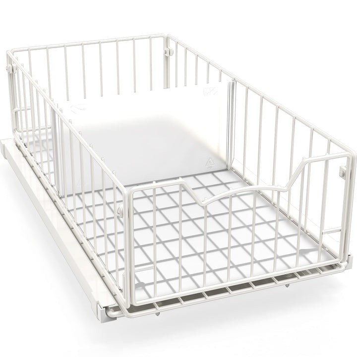 Simple Houseware Ausziehbarer Schrank-Schiebekorb, Weiss Weiss/Opulenter Garten, Weiss/Opulenter Gar
