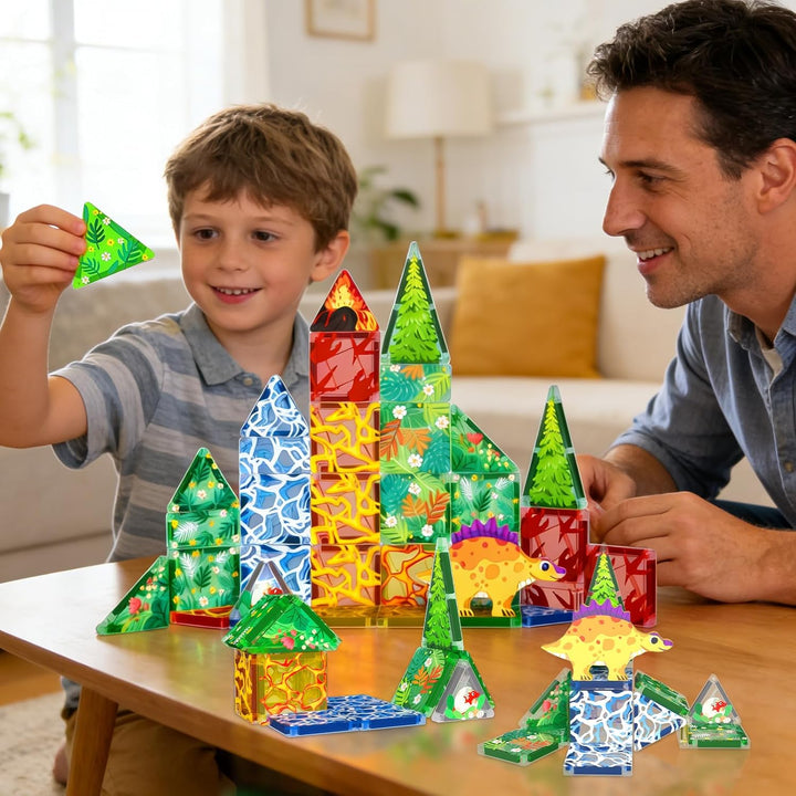 Magnetische Bausteine Kinder Verstaubare, Dinosaurier Magna Tiles, Dschungel Magnet Spielzeug, Mini