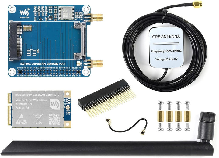 Waveshare SX1303 868M LoRaWAN Gateway Hat for Raspberry Pi L76K Module Standard Mini-PCIe SocketLong