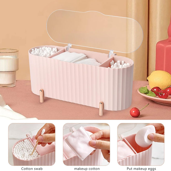 Make Up Kosmetik Organizer, Wattepads Aufbewahrung mit Deckeln, Wattestäbchen Behälter Lidschattenpi