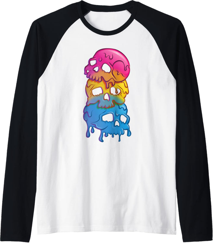 Pansexual Pride-Flagge Gothik-Schädel Raglan