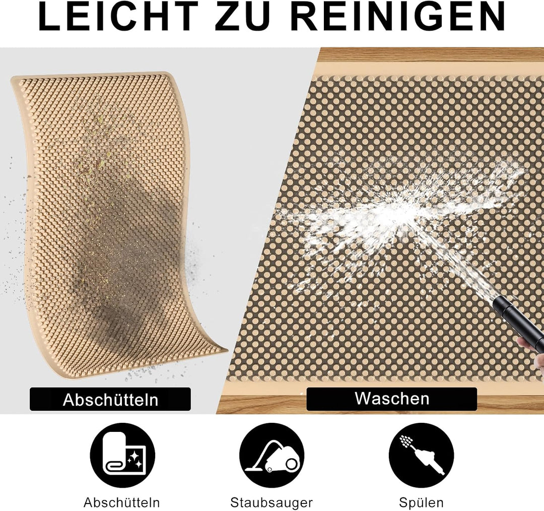 Fowooyeen Fussmatte, Silikon Schmutzfangmatte Fussmatte Aussen und Innen, Wetterfeste Türmatte mit N
