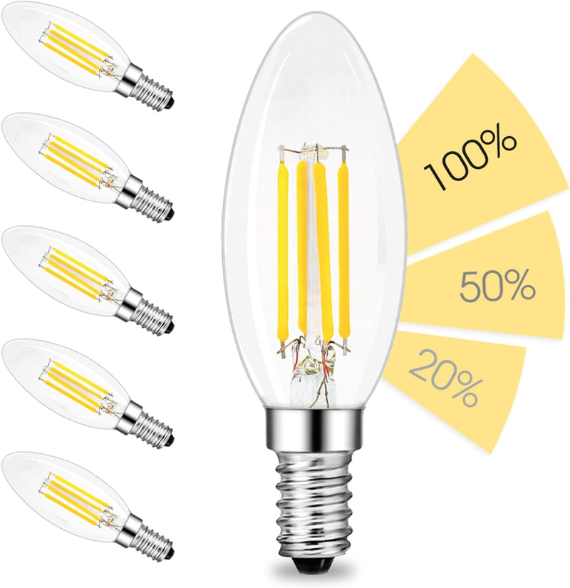 linovum fourSTEP Dim E14 LED 6er Pack Kerze Filament - &