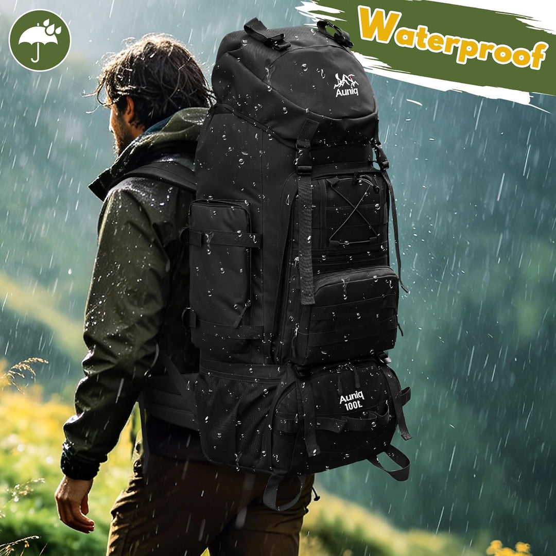 Wanderrucksack 100L, Herren Damen Wasserdichter Trekkingrucksack Reiserucksack Outdoor Wandern Rucks