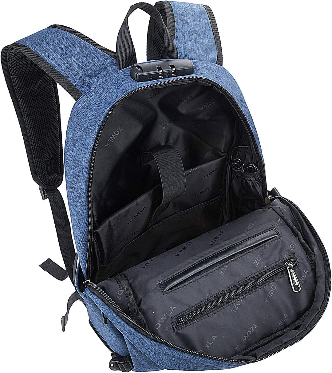 Tzowla Laptop Rucksack Herren und Damen, Reiserucksack Wasserdicht Anti-Diebstahl mit USB-Ladeanschl