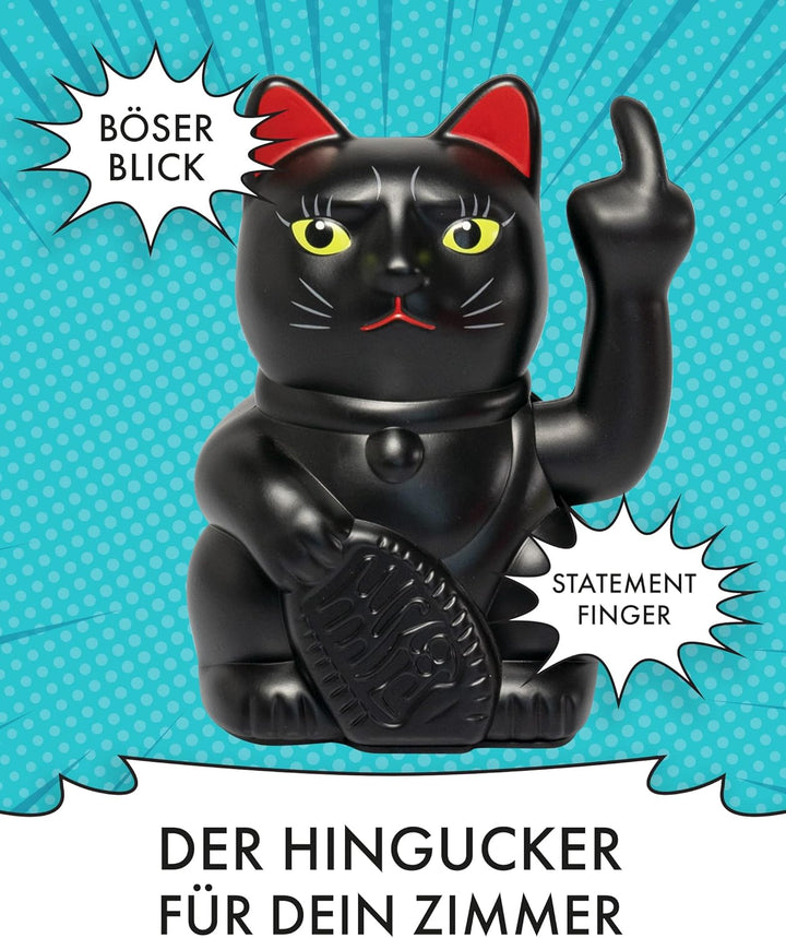 ANGRY CAT - Winkekatze Lucky CAT - Lustige winkende Katze - japanische Winkkatze mit Stinkefinger -