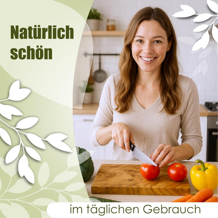 NATUREHOME massives Echtholz Schneidebrett Olivenholz ca. 25 x 15 x 1,3 cm ökologisch & nachhaltig 2