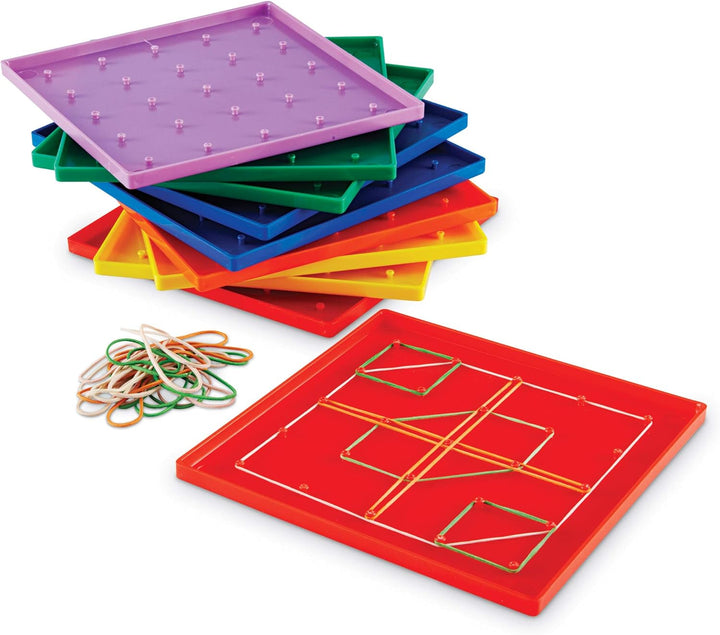 Learning Resources Geoboard Geometriebrett 5x5 Stifte Set mit 10 Stück ab 5 Jahren Mathematik Lernsp