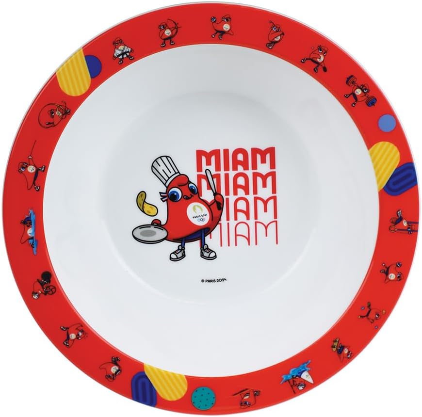 FUN HOUSE Olympique Games Paris 2024 Geschirrset JO 6 Teller 22 cm, 6 Schalen 16 cm und 6 Gläser 220
