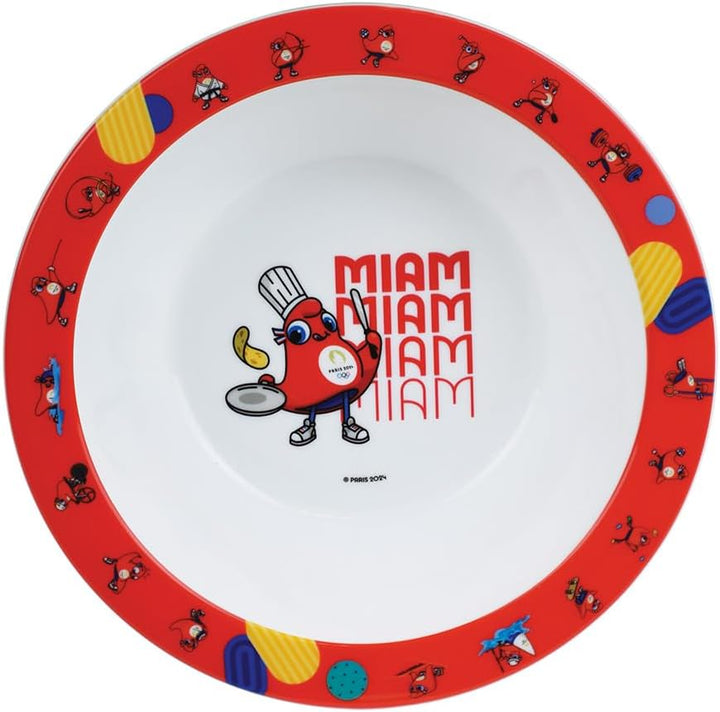 FUN HOUSE Olympique Games Paris 2024 Geschirrset JO 6 Teller 22 cm, 6 Schalen 16 cm und 6 Gläser 220