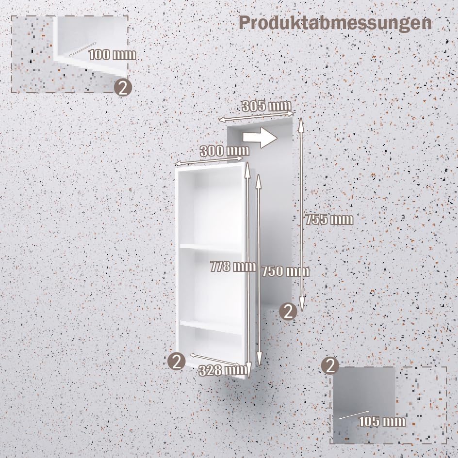 Edelstahl Wandnische dusche zur Aufbewahrung Duschablage Unterputz,Einbaunische Wand Eingebaut,Dusch