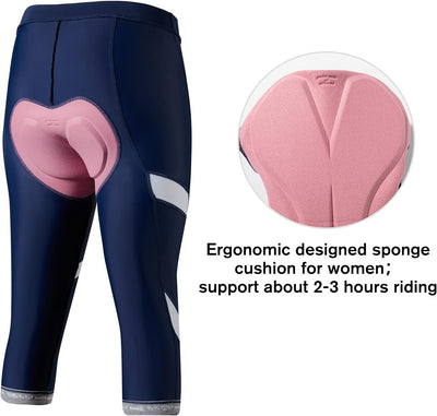Santic Fahrradhose Damen Gepolstert 3/4 Radlerhose Damen mit Sitzpolster Radhose Damen 3/4 mit Polst