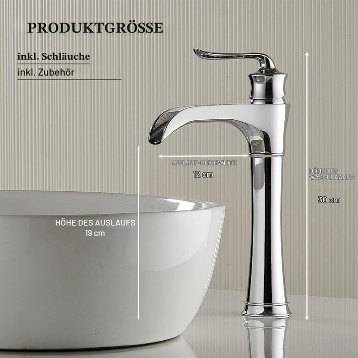 Wasserfall Hochwaschtischhahn CW59 Messing Chrom Badezimmer Einhandmischer, Chrom