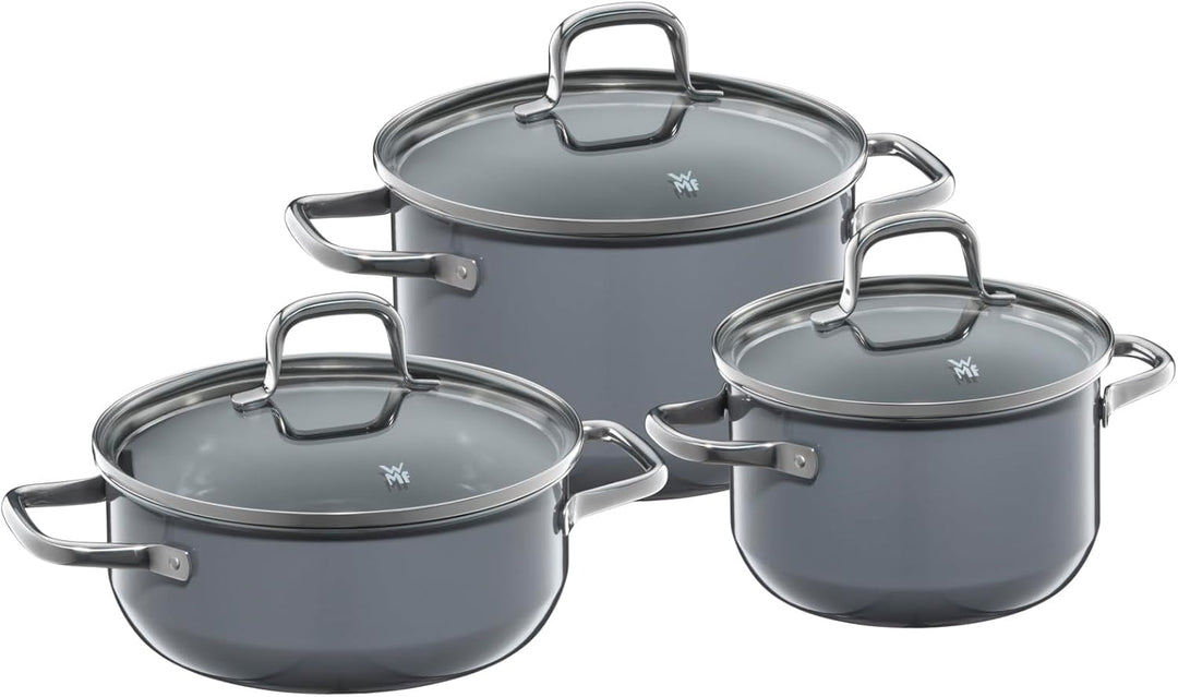 WMF Fusiontec Essential Topfset Induktion 3-teilig, Kochtopf Set mit Glasdeckel, Induktions Töpfe Se