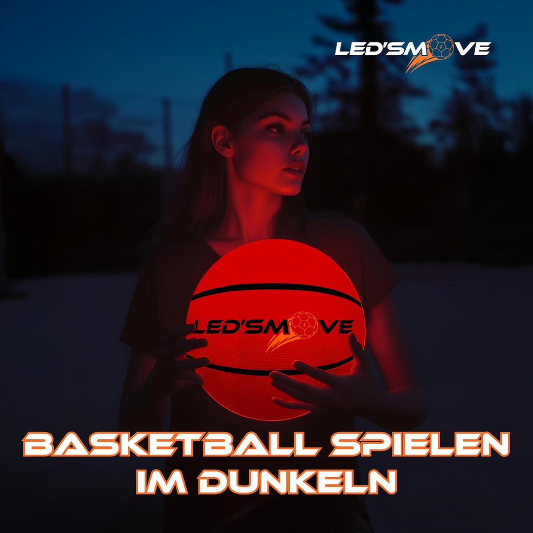 LED'S MOVE LED Leuchtender Basketball Outdoor Grösse 7, leuchtende Spiele im Dunkeln, Leucht Ball In