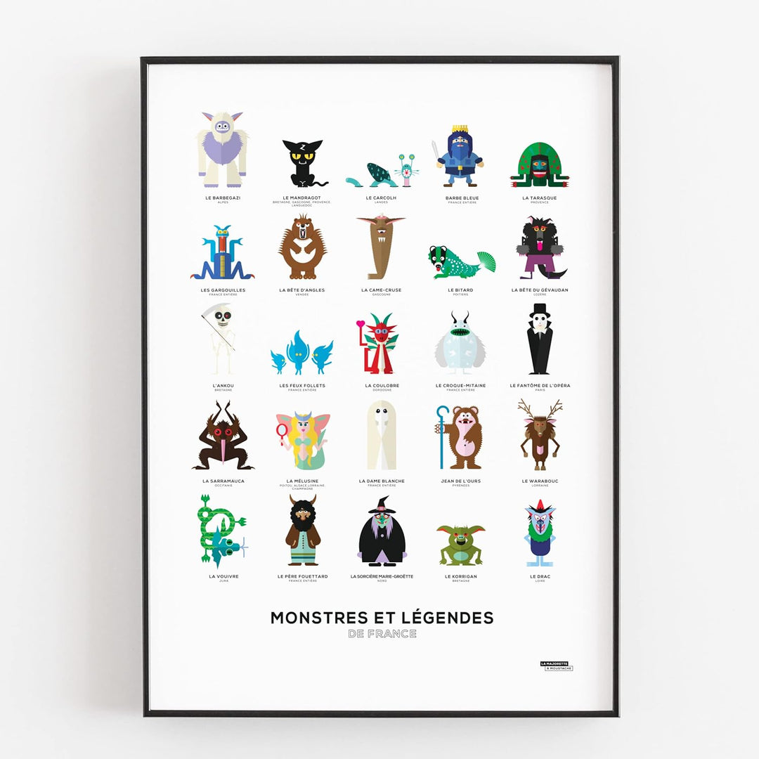 La Majorette à Schnurrbart Poster Monster und Legenden de France – 50 cm x 70 cm – Lieferung in Schu