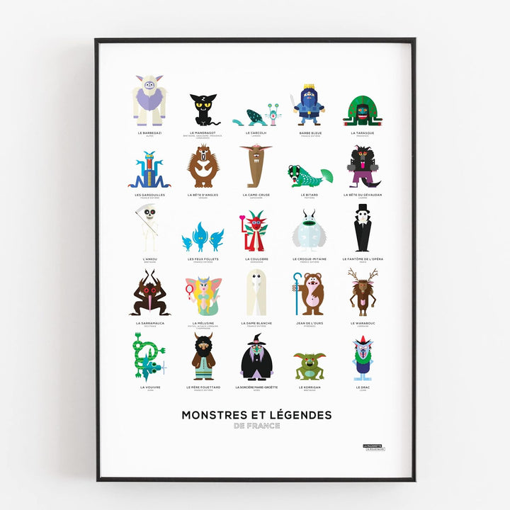 La Majorette à Schnurrbart Poster Monster und Legenden de France – 50 cm x 70 cm – Lieferung in Schu