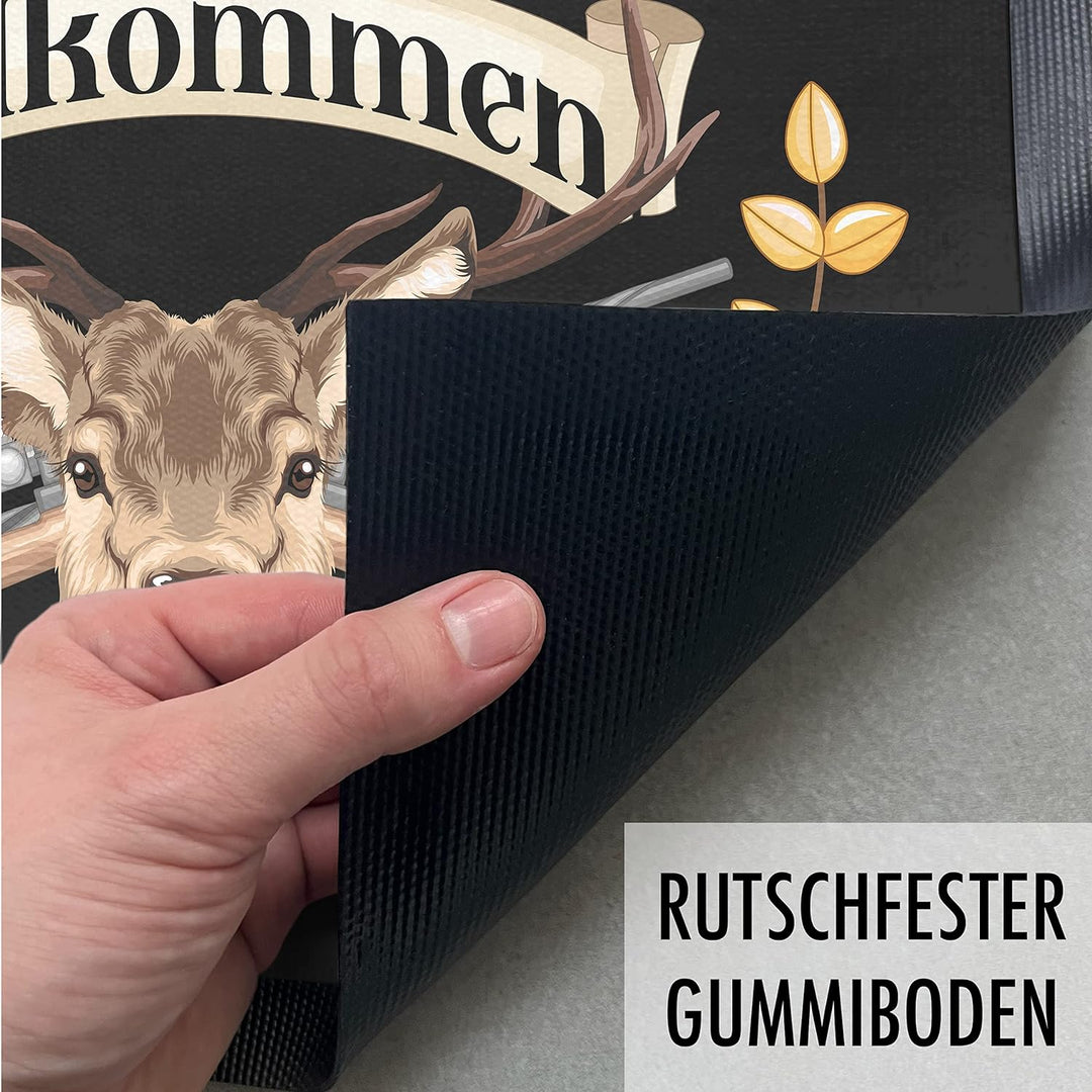 Trendation - Willkommen Fussmatte Grafik Schmutzfangmatte Geschenk Aussen Innenbereich 60x40 cm Wasc