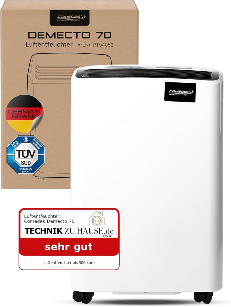 Comedes Luftentfeuchter Bautrockner Demecto 70 (max. 75 Liter / 24h) Geeignet für Räume und Keller b