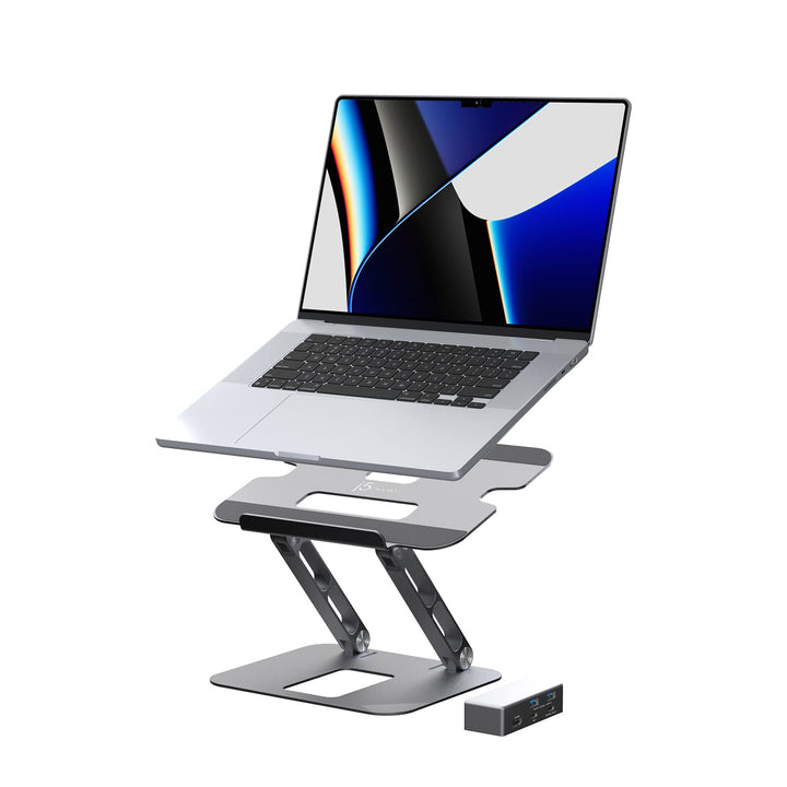 j5create Laptop-Ständer mit USB C 4K HDMI Display Hub - 2 USB A 5Gbps, PD 100W mit USB-C 5Gbps | Alu