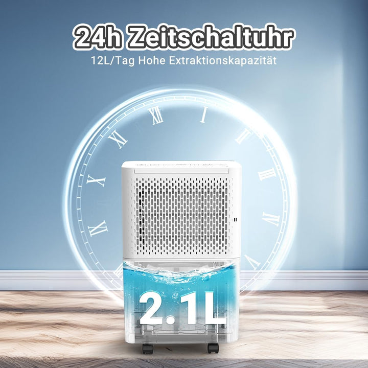 pasapair Luftentfeuchter 12L in 24h Entfeuchtungsleistung–Automatischer Entfeuchter für Räume bis 12