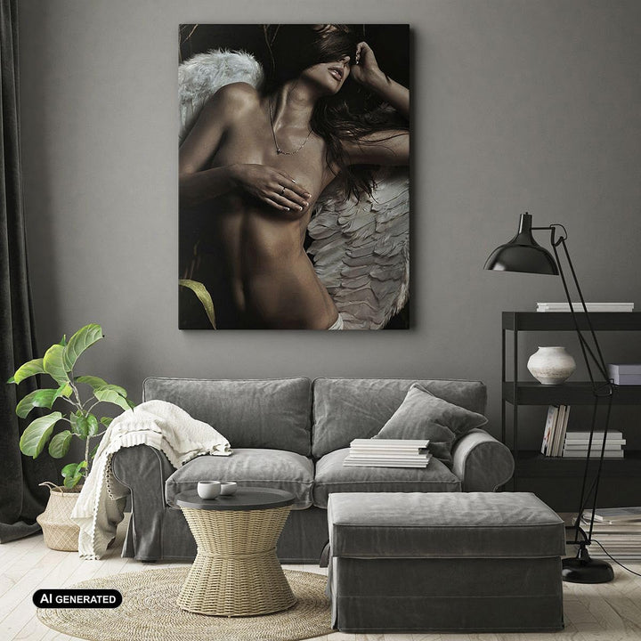Bilder auf Leinwand Engel Schönheit Körper Leinwandbild mit Rahmen 45x80cm Wandbilder Dekoration Woh