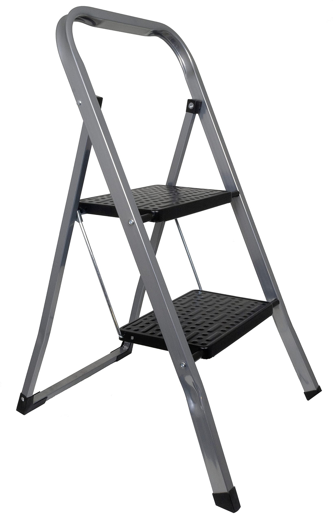 Klappleiter 2 Stufen 150kg Klappbar Leicht Schmal Klapptritt Klappleiter Trendyshop365, Silber-schwa