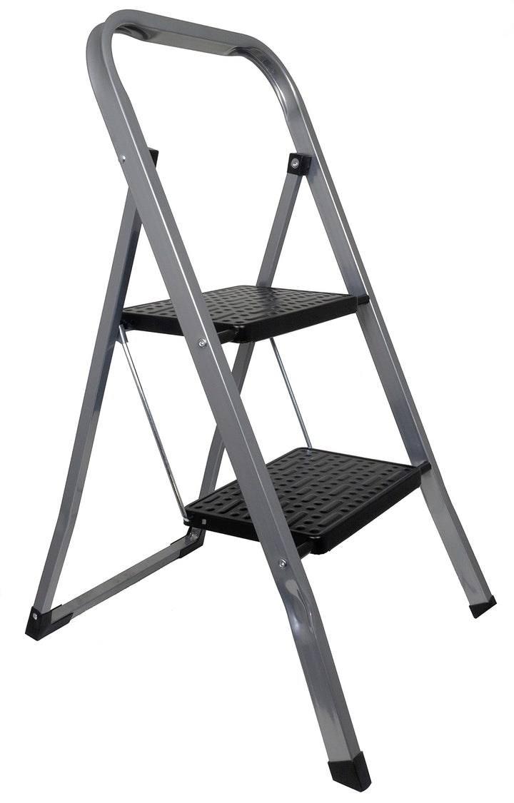 Klappleiter 2 Stufen 150kg Klappbar Leicht Schmal Klapptritt Klappleiter Trendyshop365, Silber-schwa