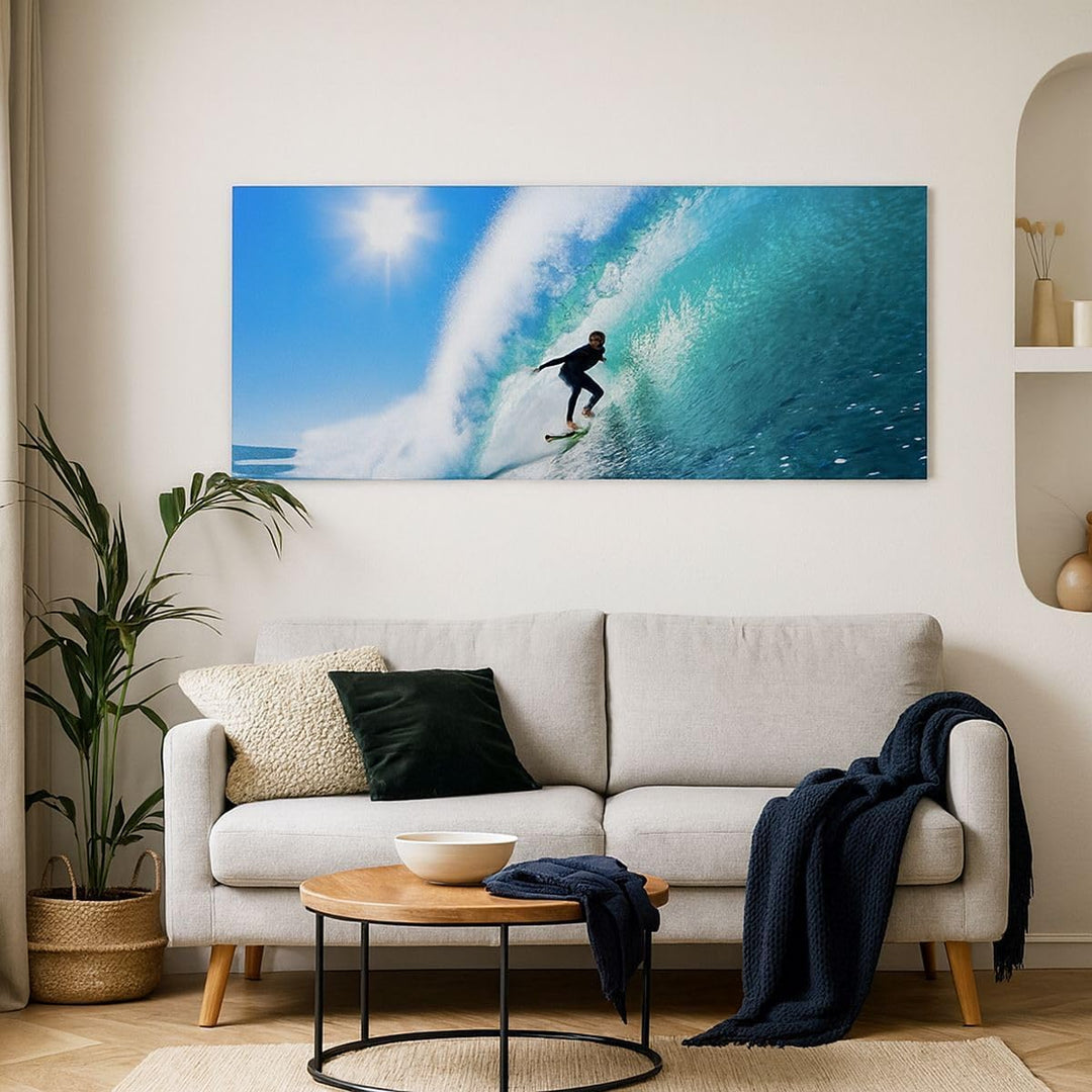 Panorama Bilder auf Leinwand 100x40cm Leinwandbild Windsurfing strand ozean spass Gross Wanddeko Bil
