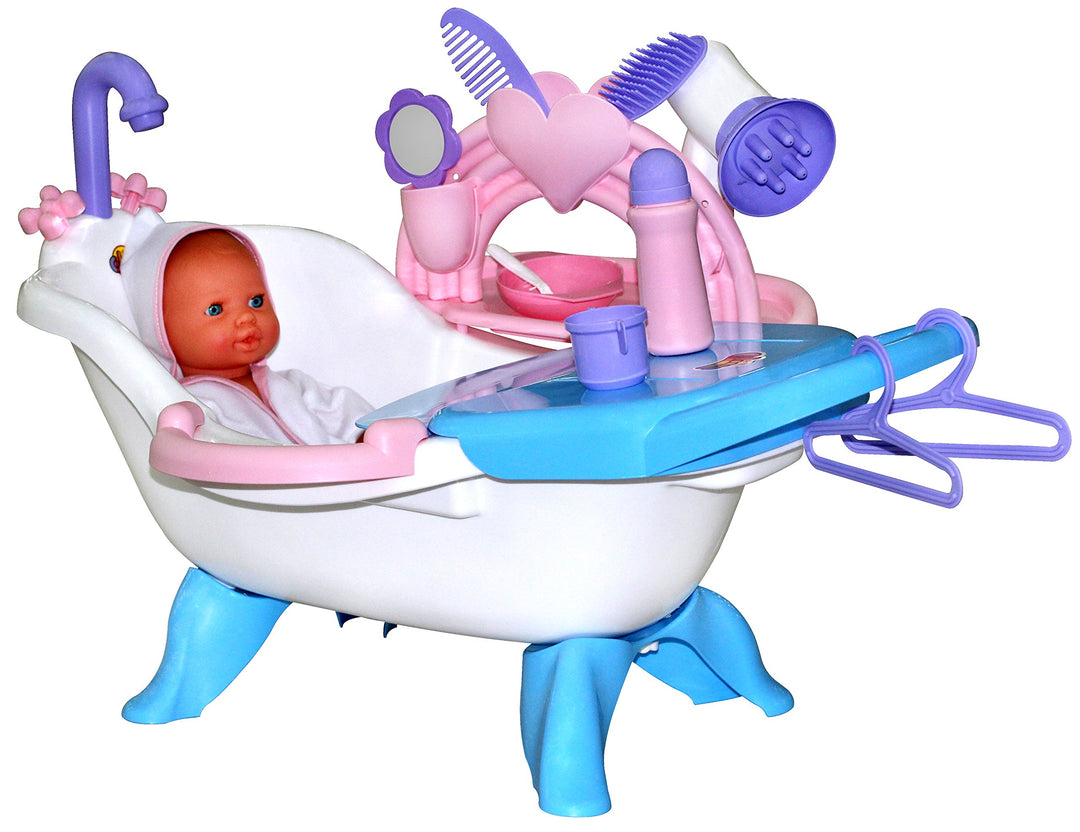 Polesie Puppenbadewanne mit Puppe und Zubehör