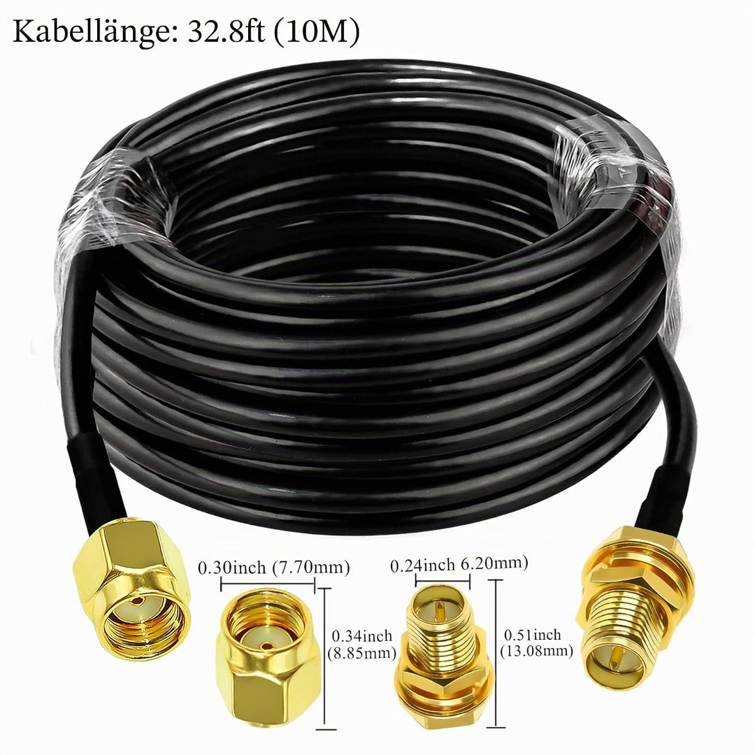 TUOLNK RP SMA-Kabel RG58 32.8ft (10M) RP SMA-Buchse auf Stecker Verlängerungskabel SMA-Kabel 50 Ohm
