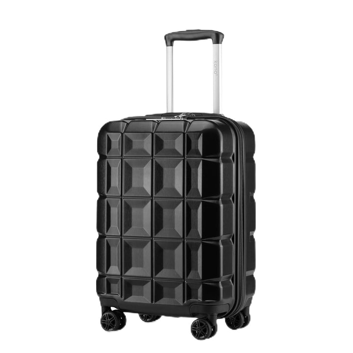 KONO Handgepäck Zwillingsrollen-ABS-Hartschalenkoffer 54x34x22cm, 4 Rollen, Schwarz Schwarz Handgepä