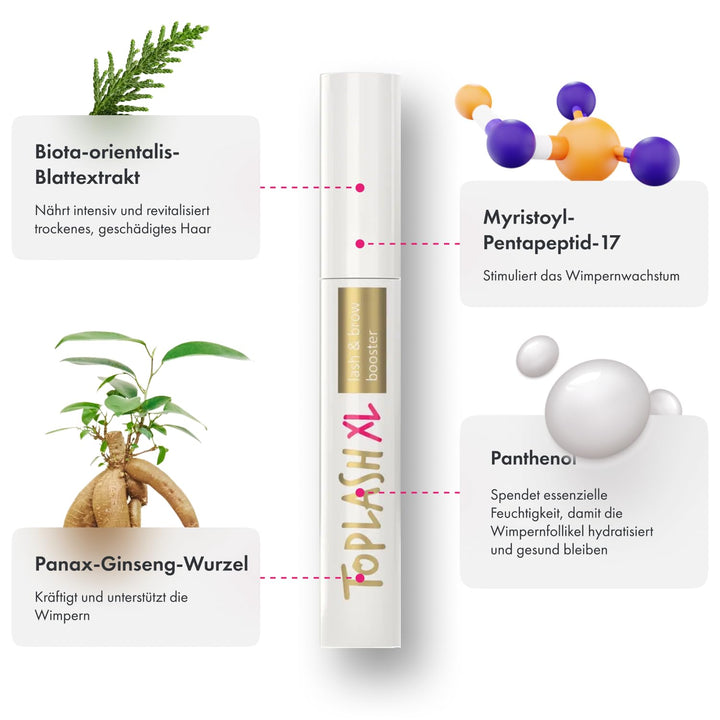 Toplash XL Wimpern- und Augenbrauen-Booster - Wachstumsserum mit Wimpern- und Augenbrauenverstärker