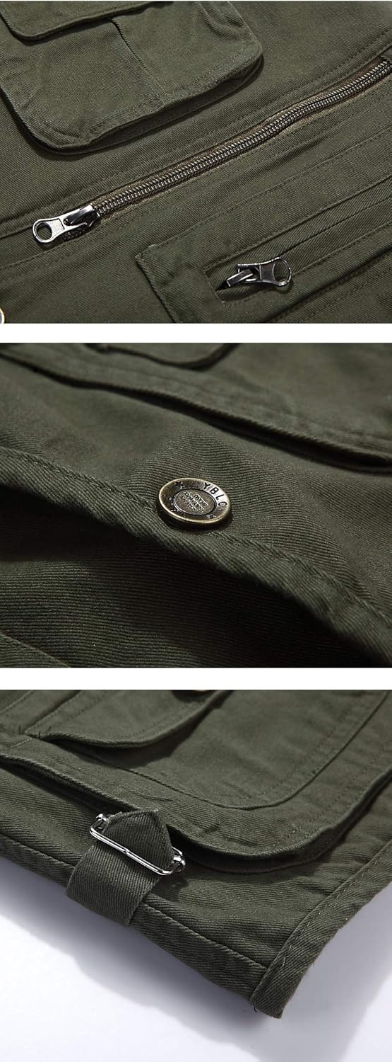 Btmpmcs Herren Outdoor Weste Ärmellose Anglerweste mit Vielen Taschen Baumwolle Freizeit Jagd Weste