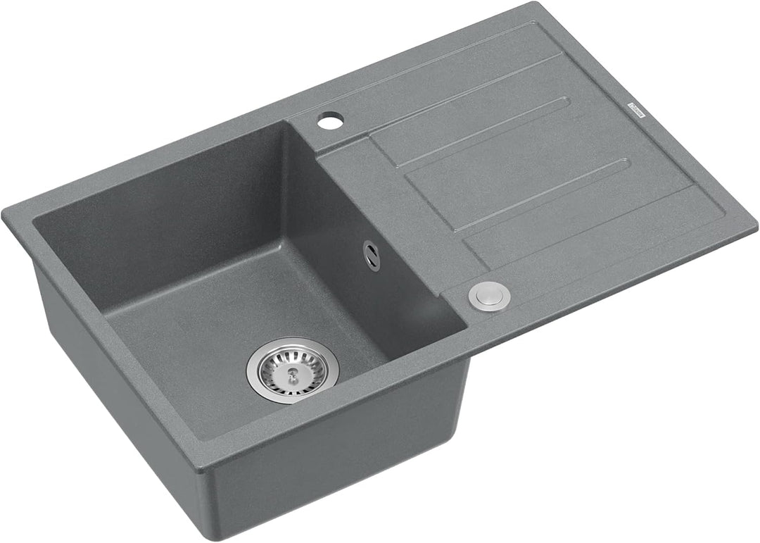 QUADRON Granitspüle Spülbecken | Grösse 78 x 50 x 22 cm, Farbe: Grau | MORGAN 111 Küchenspüle Granit
