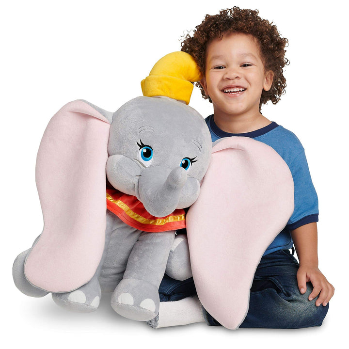 Disney Store Grosses Kuscheltier Babyelefant Dumbo, 58 cm, sitzendes Plüschtier mit plastisch geform