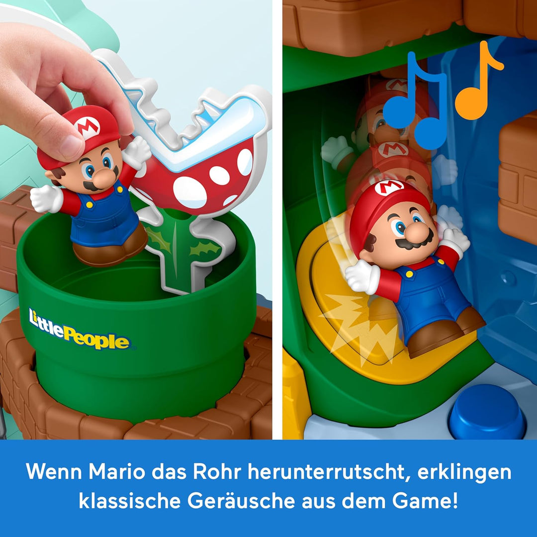 Fisher-Price Little People My Mario Abenteuer-Spielset für Kleinkinder, mit Musik, Geräuschen und Fi