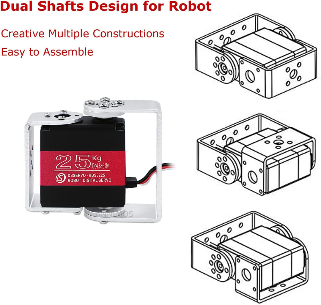 ANNIMOS 25KG Roboter Servomotor mit hohem Drehmoment Vollmetallgetriebe Digital Lenkung Servos mit M