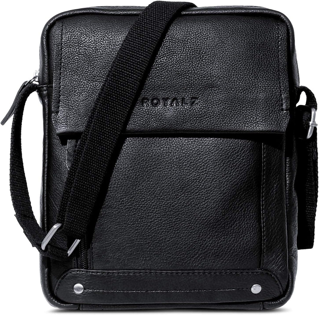 ROYALZ 'Idaho' Vintage Leder Umhängetasche Klein Herren Kompaktes Design Männer Ledertasche Mini Mes